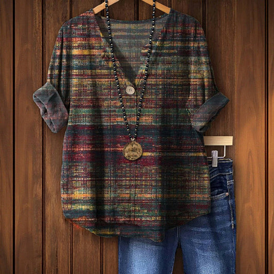 Élodie™ - Bluzka w stylu vintage z kolorowymi akcentami