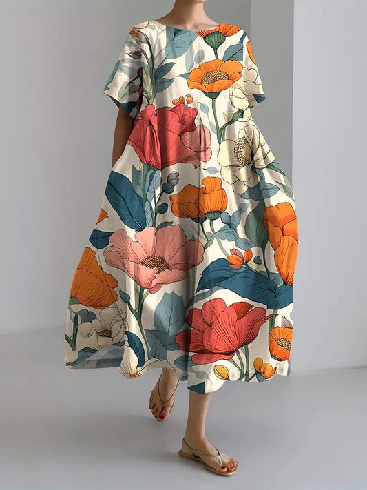 NOOR - SUKIENKA Z NADRUKIEM BOTANICZNYM W STYLU VINTAGE