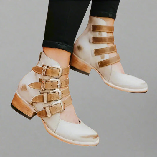 Zinnia | Vintage skórzane buty ze sprzączką