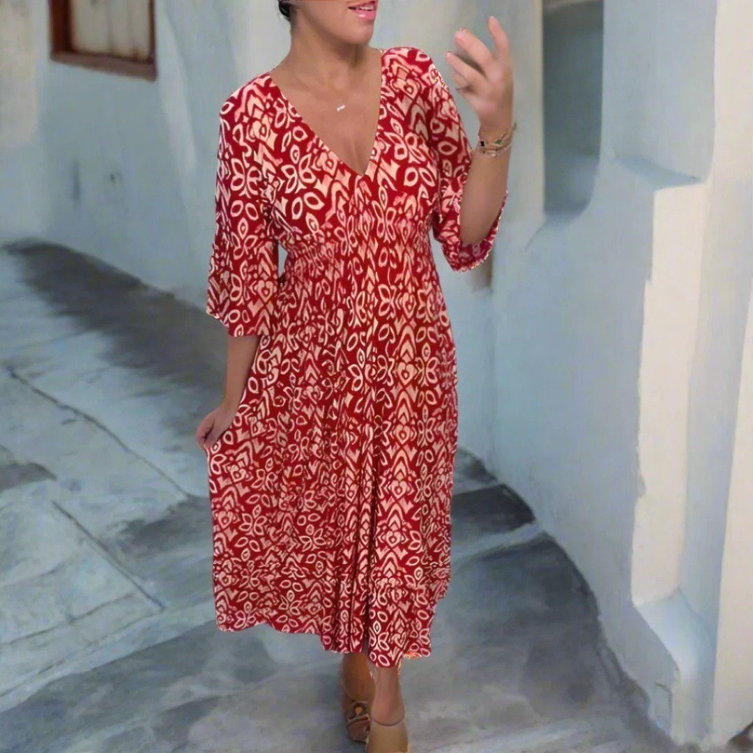 Isabella - Sukienka w stylu boho z nadrukiem