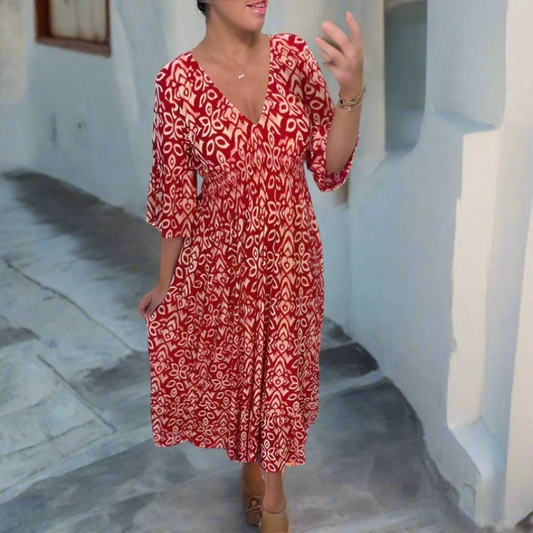 Isabella - Sukienka w stylu boho z nadrukiem