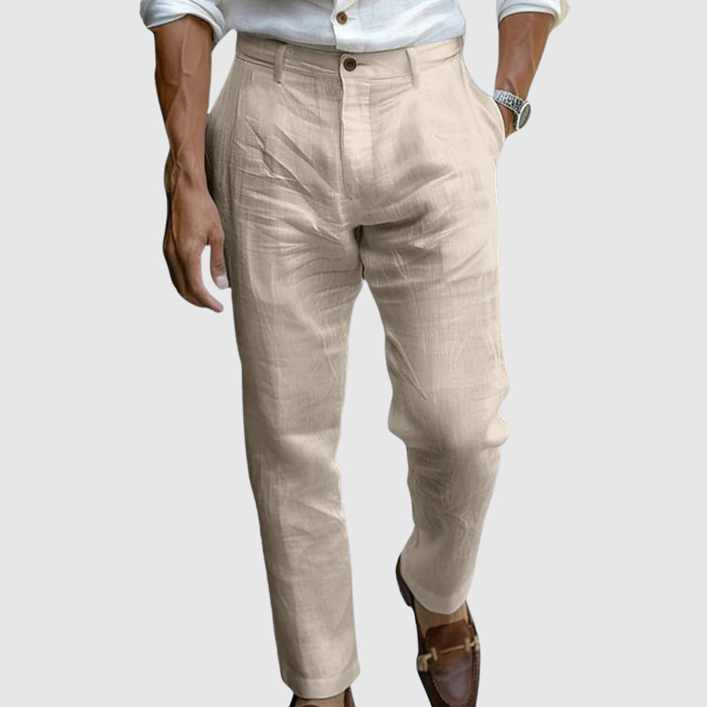 Hubert / Eleganckie Lniane Spodnie Tropez