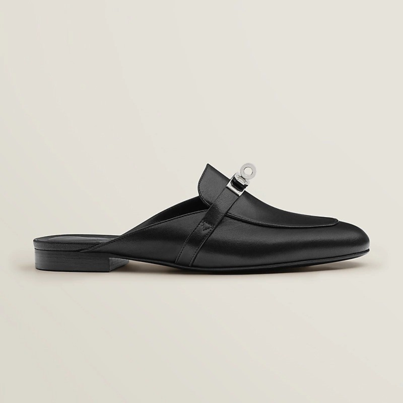 Edyta | Eleganckie skórzane mule z metalowym detalem