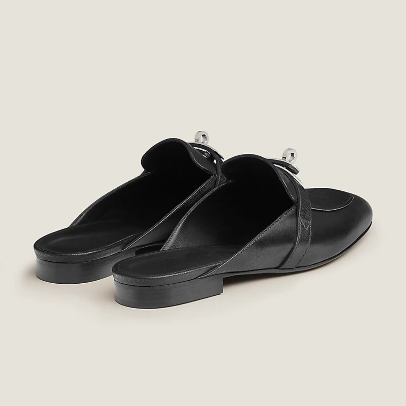 Edyta | Eleganckie skórzane mule z metalowym detalem