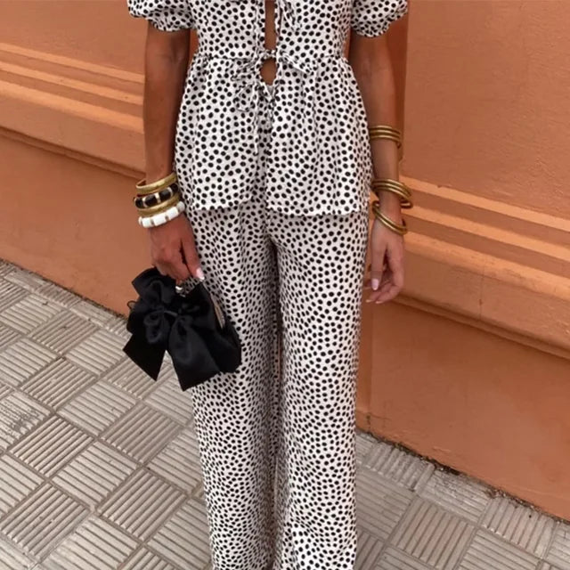 Liwia | Letni komplet casual z nadrukiem