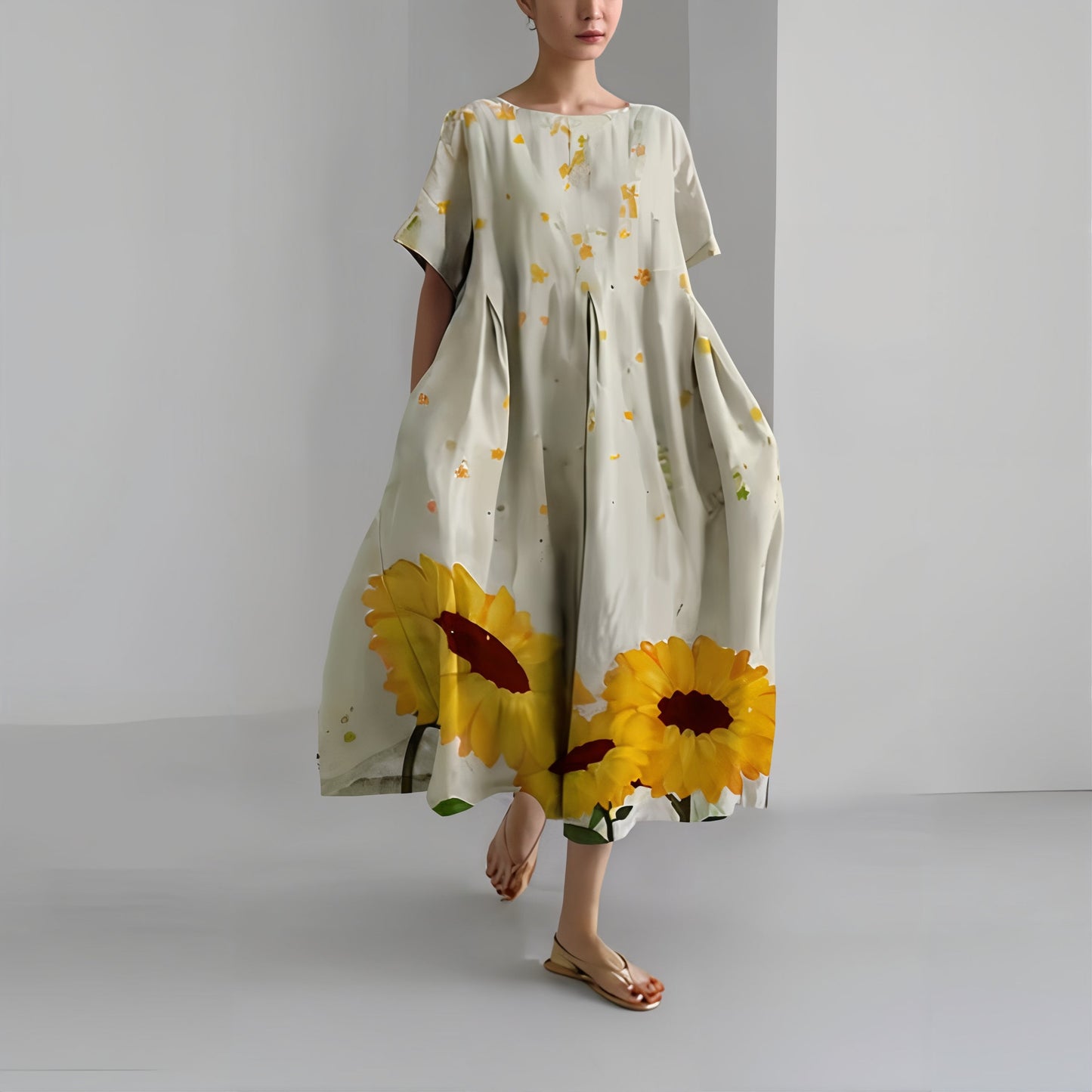 Jolanta | Codzienna kwiecista sukienka maxi
