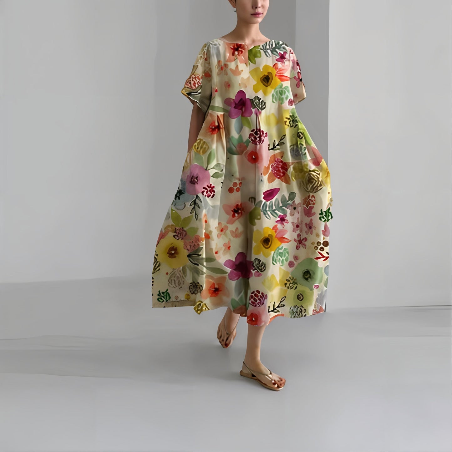 Jolanta | Codzienna kwiecista sukienka maxi
