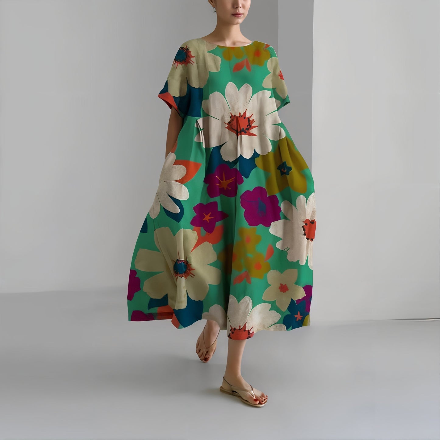 Jolanta | Codzienna kwiecista sukienka maxi