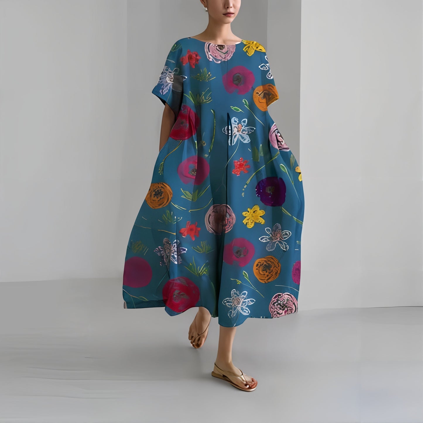 Jolanta | Codzienna kwiecista sukienka maxi