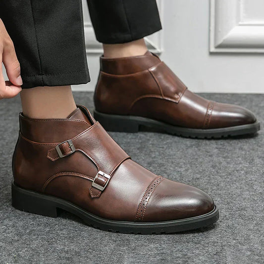 Darell | Skórzane buty z podwójnym paskiem typu monk