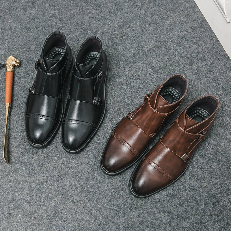 Darell | Skórzane buty z podwójnym paskiem typu monk