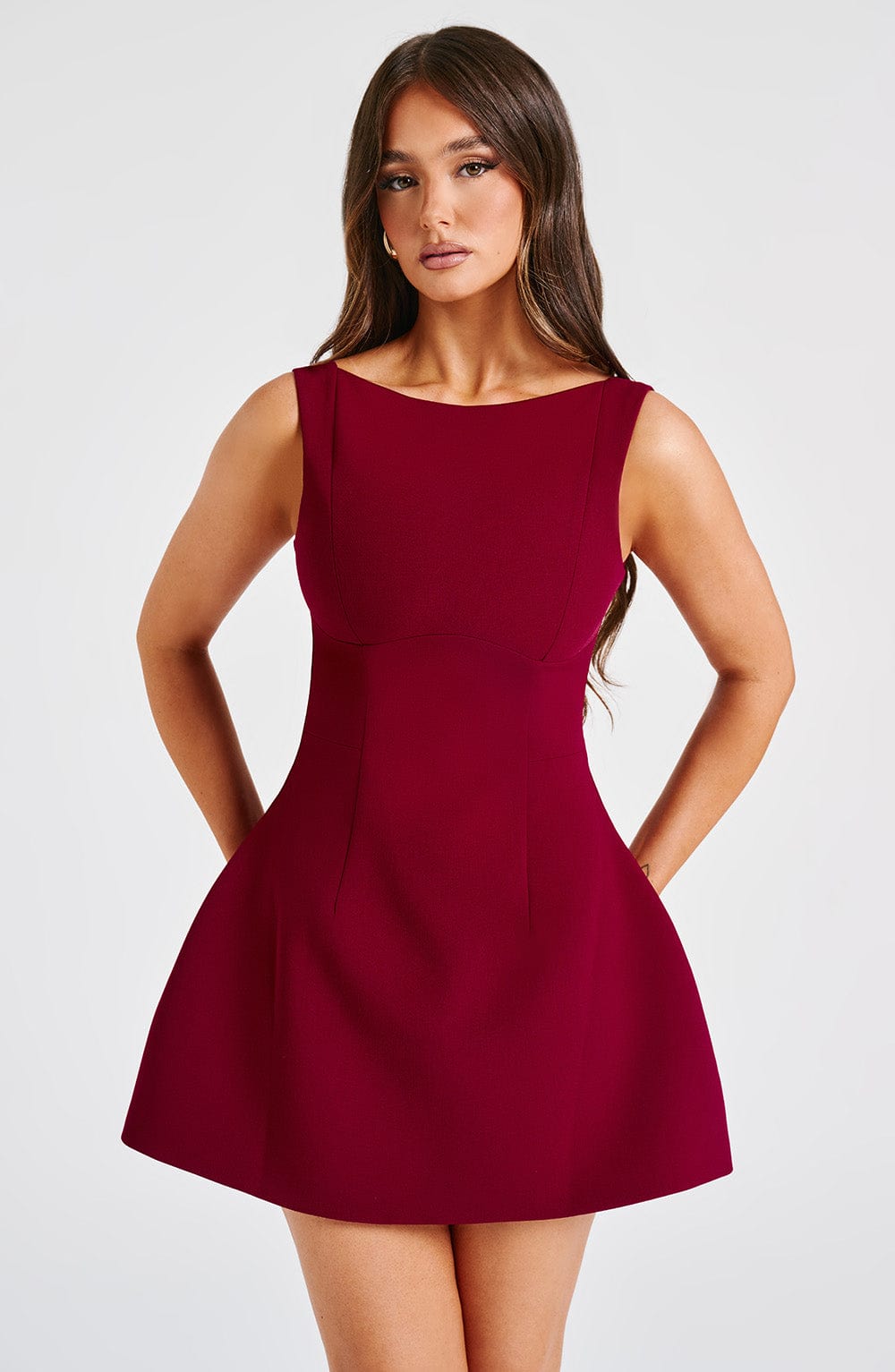 Alana Mini Sukienka – Burgundowa