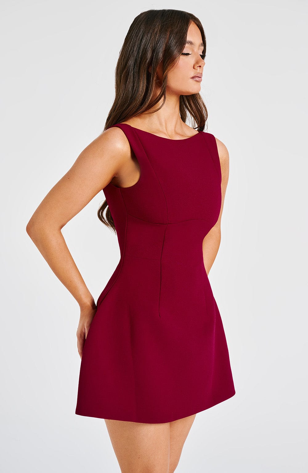 Alana Mini Sukienka – Burgundowa