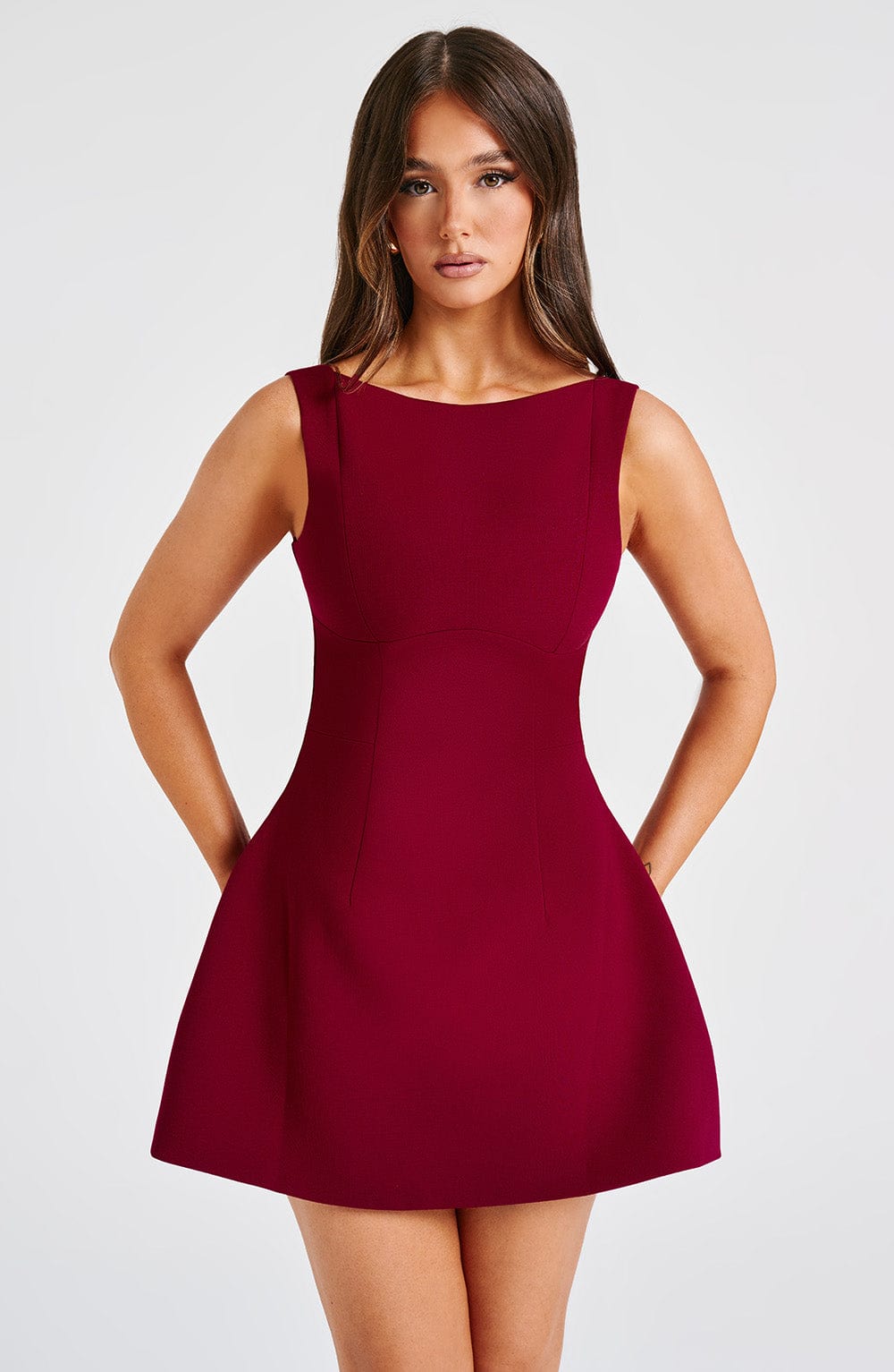 Alana Mini Sukienka – Burgundowa