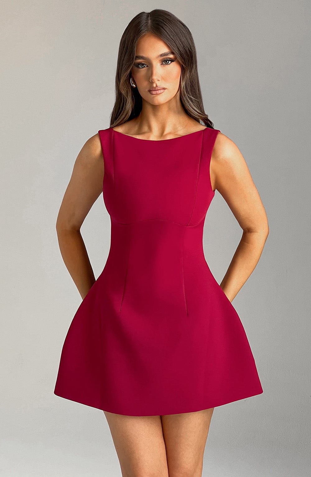 Alana Mini Sukienka – Burgundowa