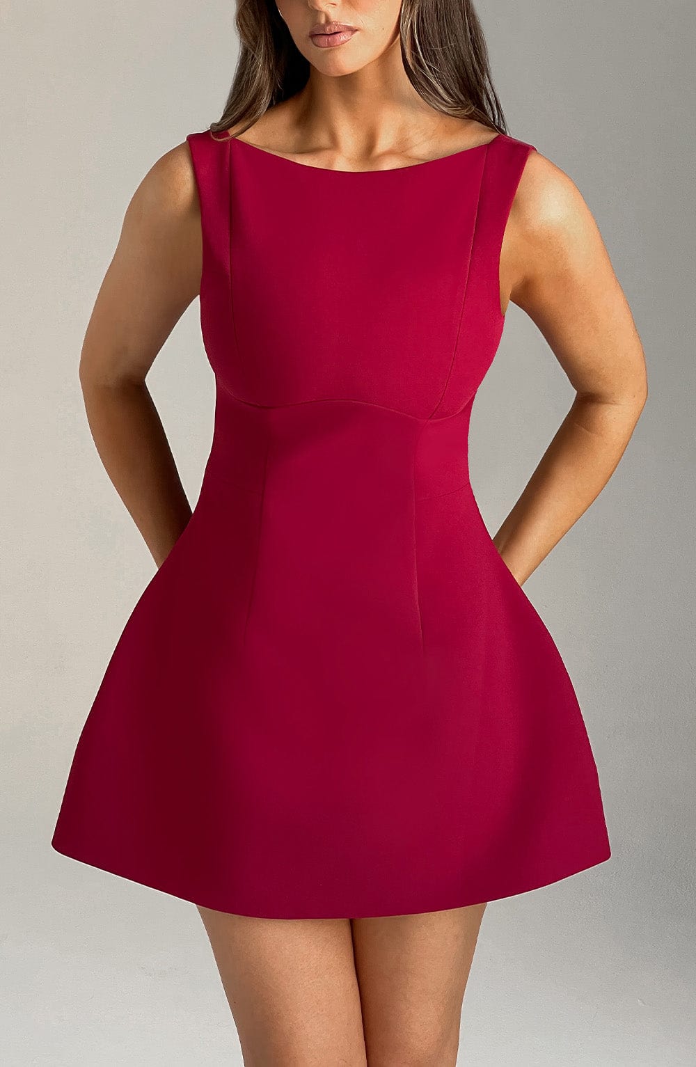 Alana Mini Sukienka – Burgundowa