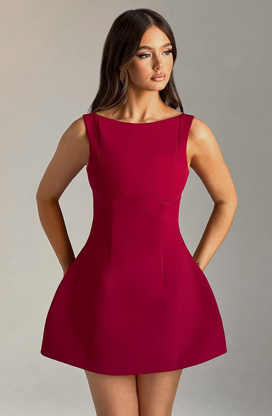 Alana Mini Sukienka – Burgundowa