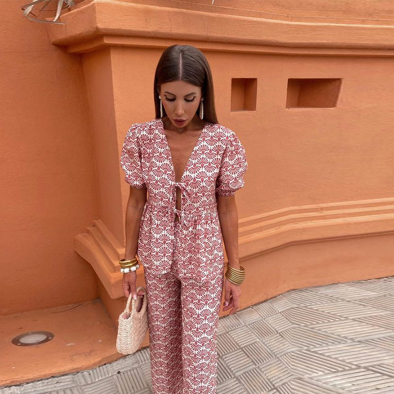 Liwia | Letni komplet casual z nadrukiem