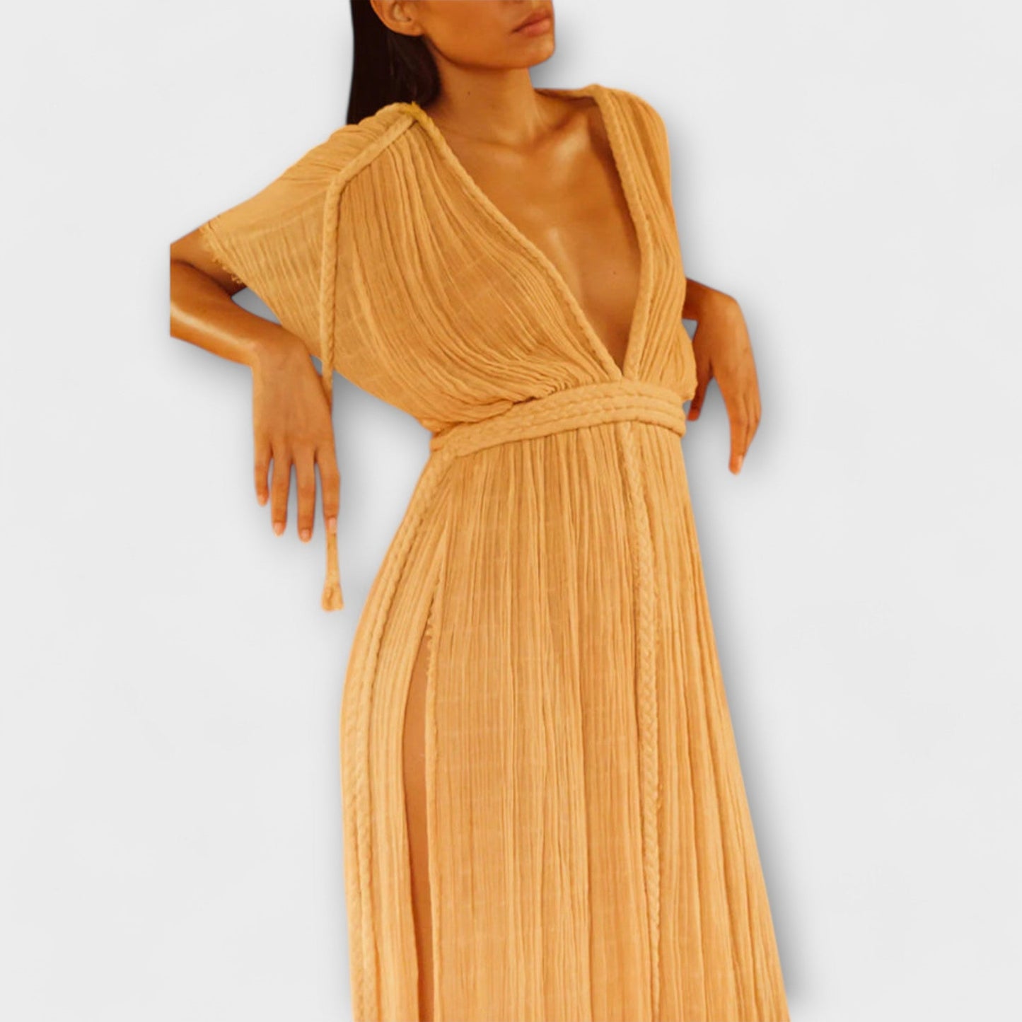 Sukienka kimono maxi w stylu greckim