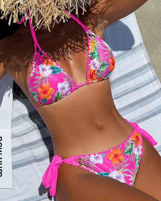 Strój kąpielowy seksowny Halter Drukowane Bikini