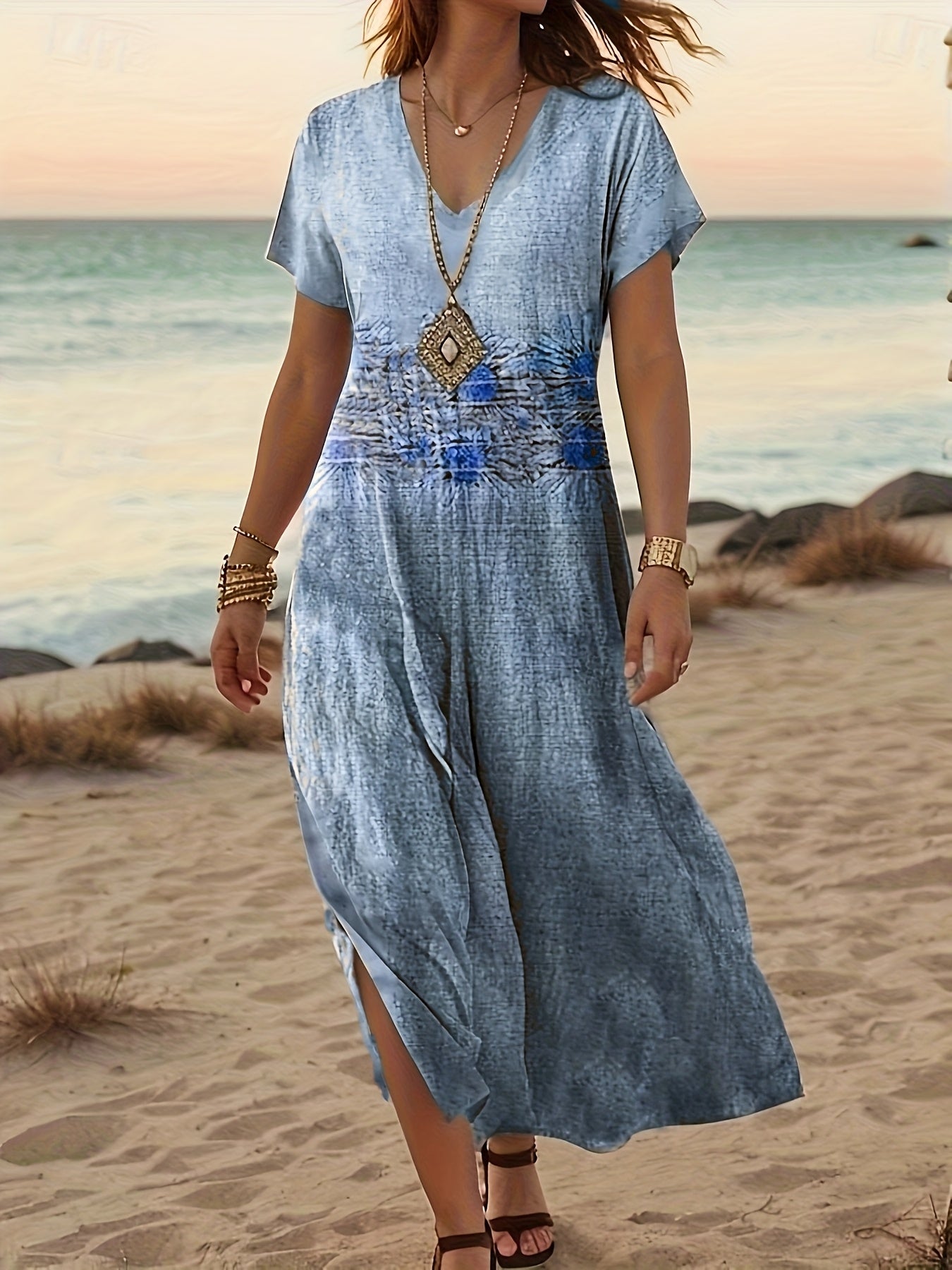 Renata – Sukienka Maxi W Tropikalny Print