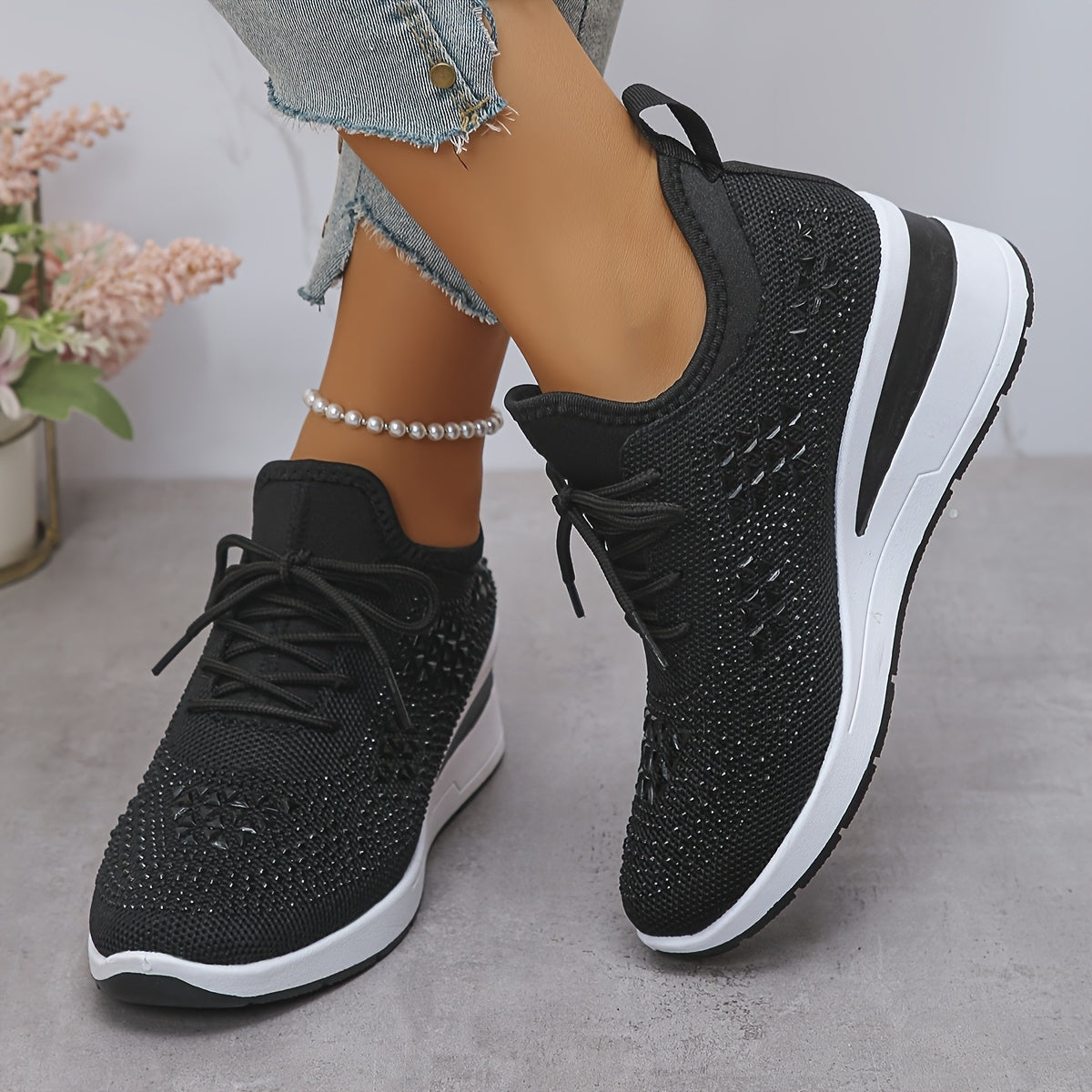 Wacława / Ortopedyczne Sneakersy Ozdobione Kryształkami
