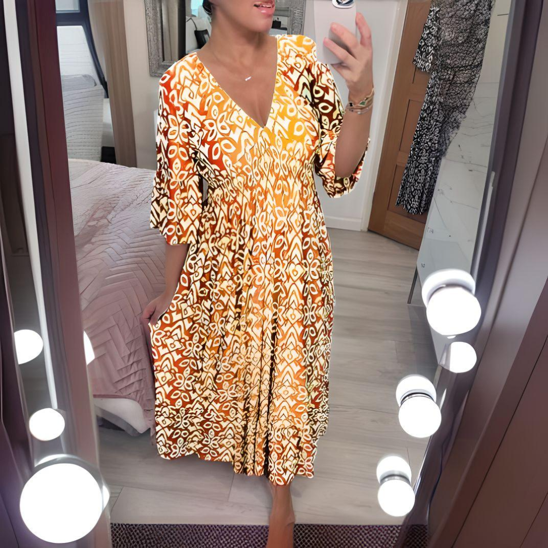 Isabella - Sukienka w stylu boho z nadrukiem