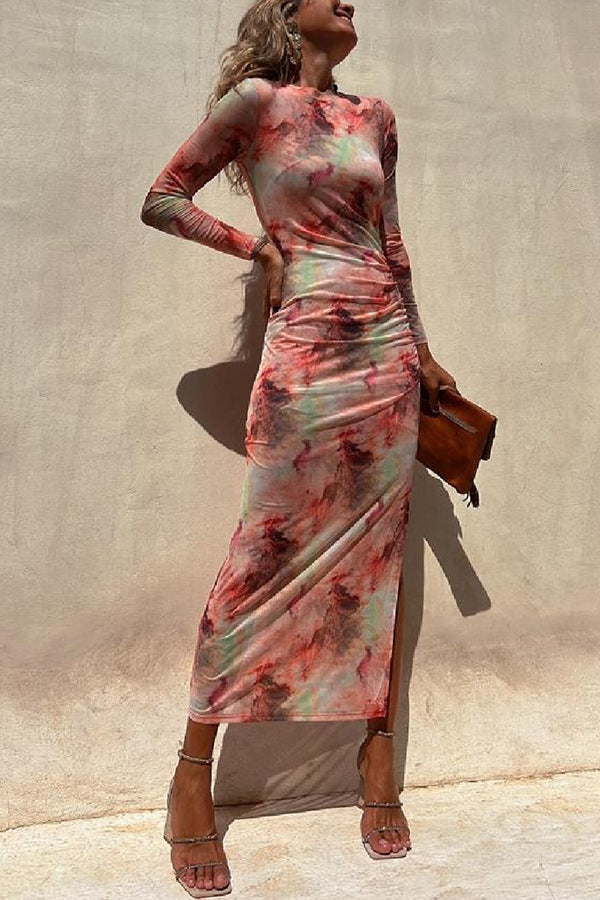 Urokliwa Dama – Siateczkowa Sukienka Midi Tie-Dye