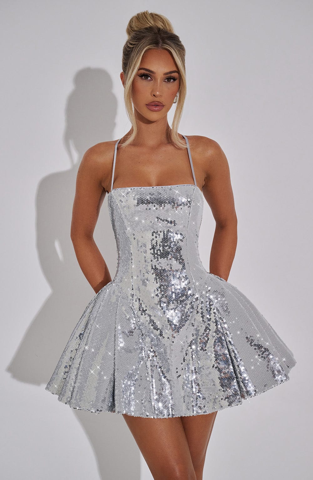 Electra Mini Sukienka – Srebrna