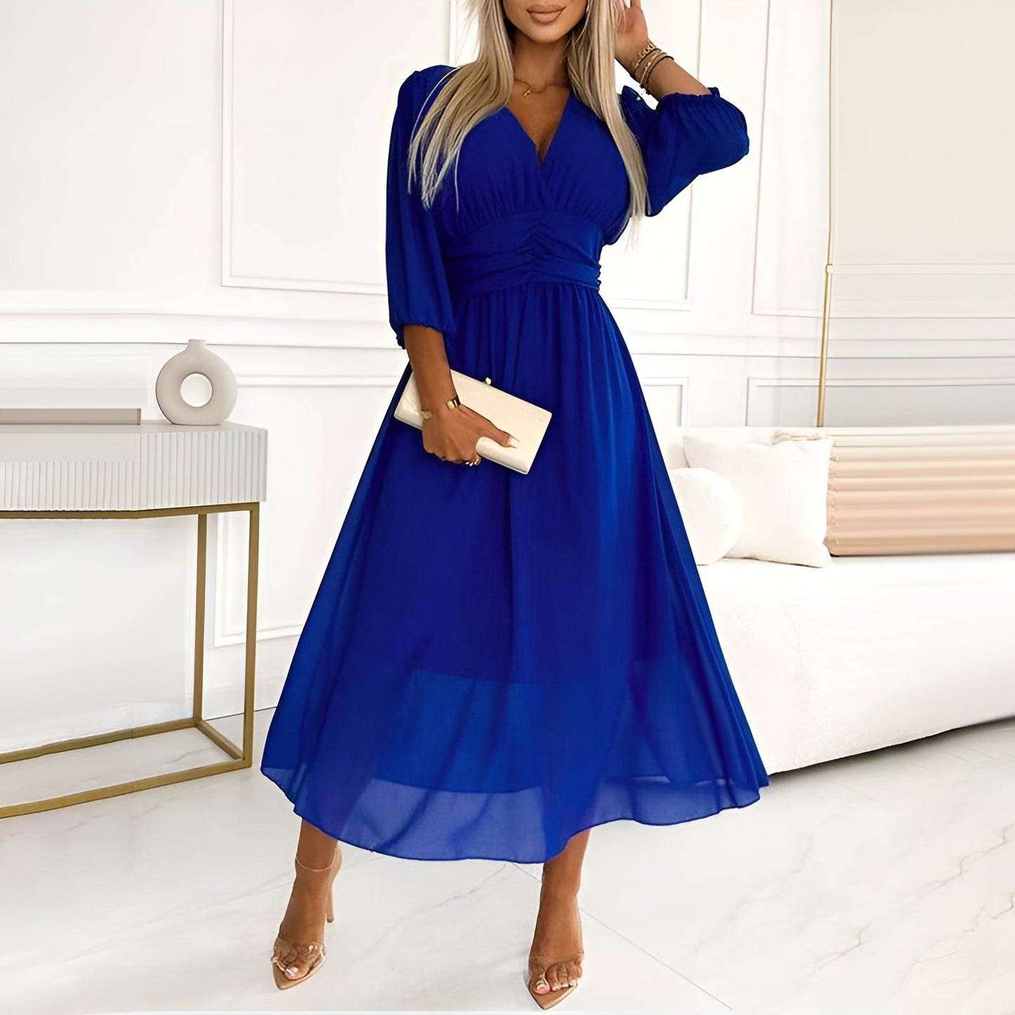Apolonia – Elegancka letnia sukienka z ultralekkiego jedwabnego szyfonu