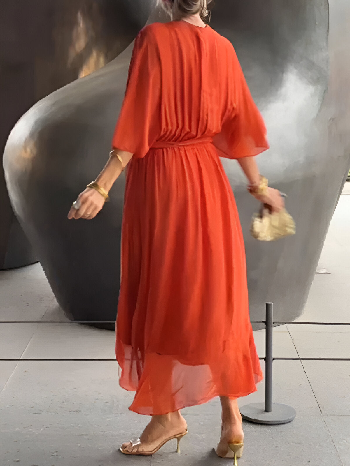 Danuta™ | Szyfonowa sukienka z dekoltem w serek