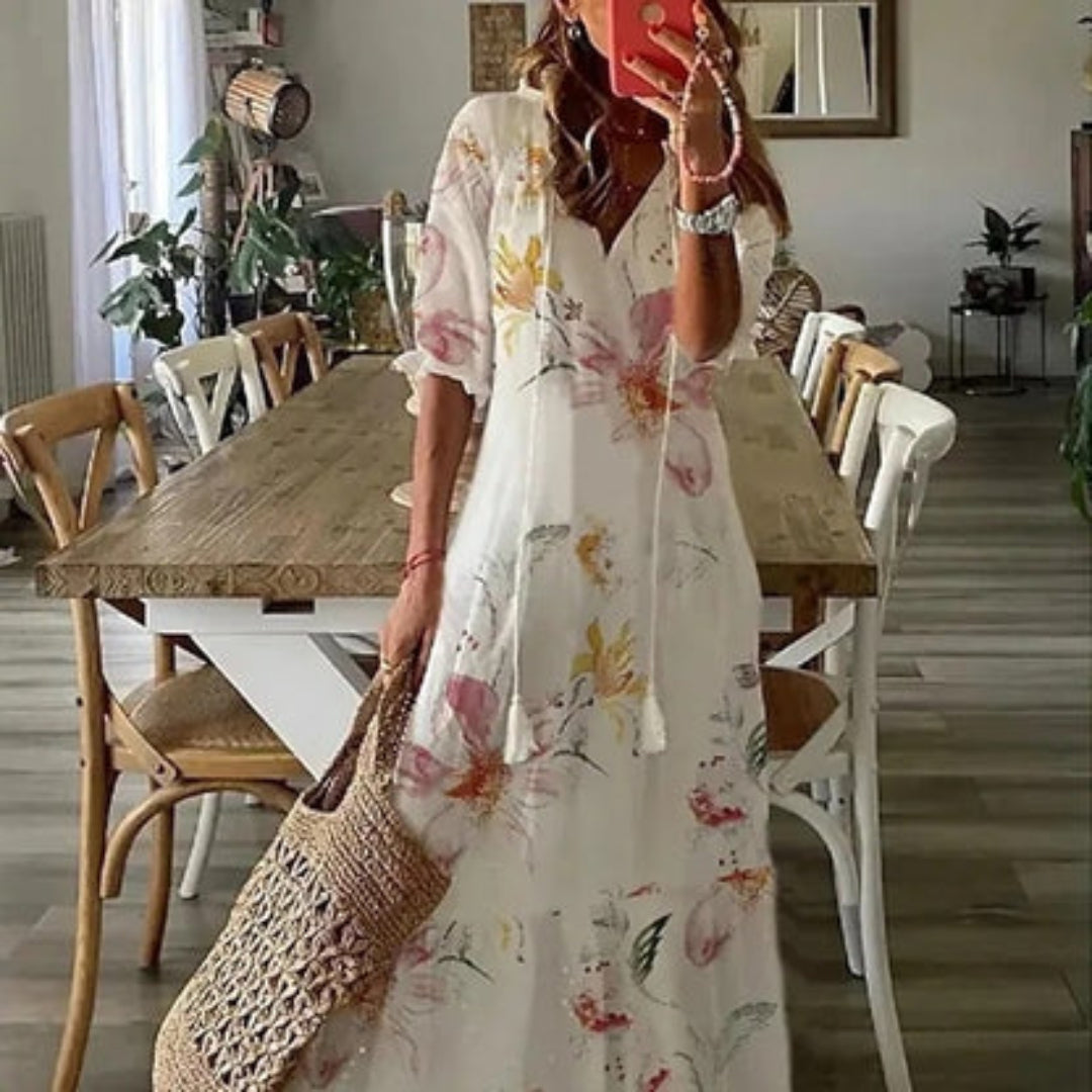 Sabina | Boho sukienka maskująca brzuch