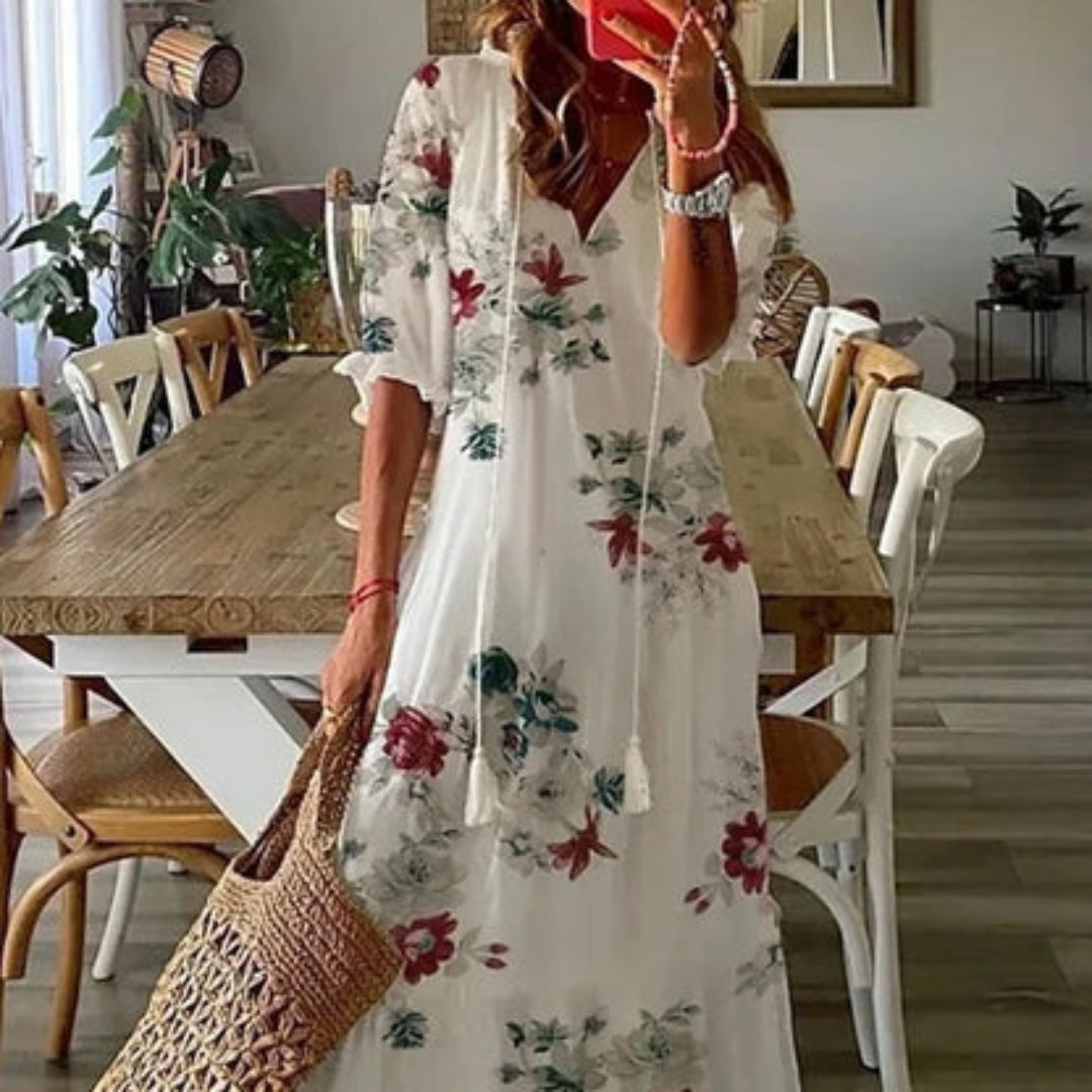 Sabina | Boho sukienka maskująca brzuch