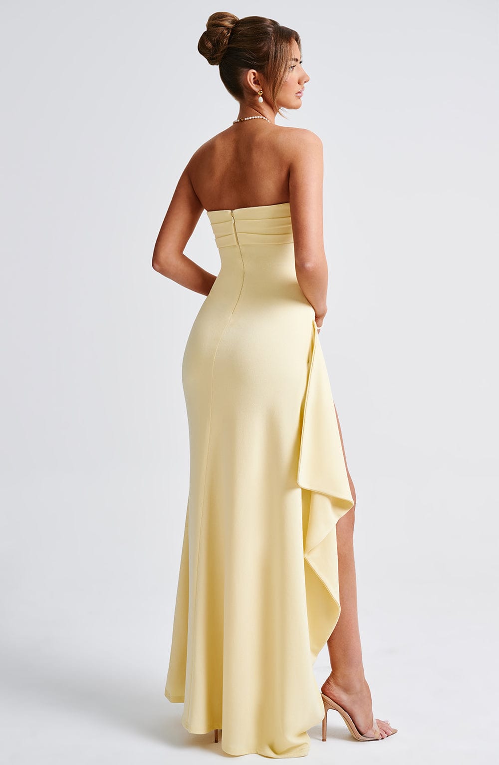 Weronika Sukienka Maxi z Krepy – Cytrynowa