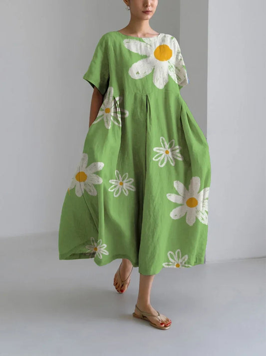 RAYA - LUŹNA SUKIENKA LETNIA Z NATURALNYM NADRUKIEM