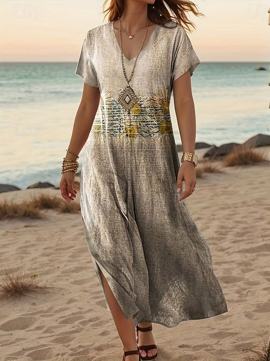 Renata – Sukienka Maxi W Tropikalny Print