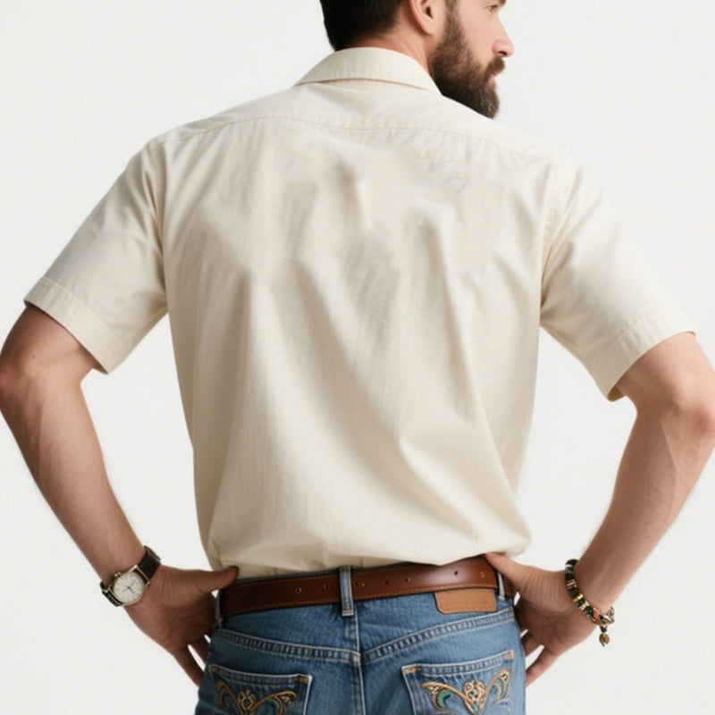 [Wysyłka w ciągu 24 godzin] Męska koszula jeansowa w stylu western, casual, vintage, z krótkim rękawem