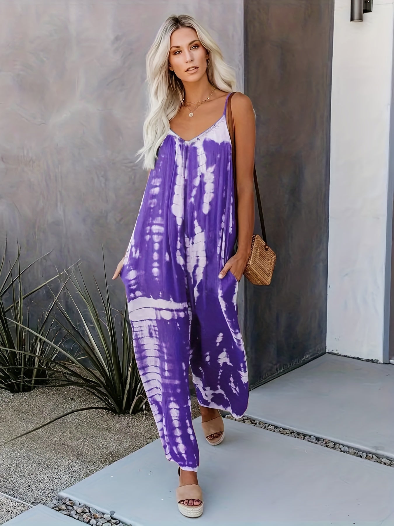 Bianka - Kombinezon Tie-Dye Na Ramiączkach
