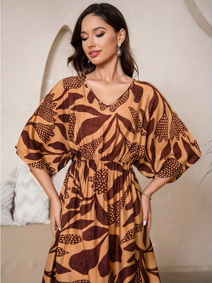 Iwona – Sukienka Maxi Z Rękawami Batwing