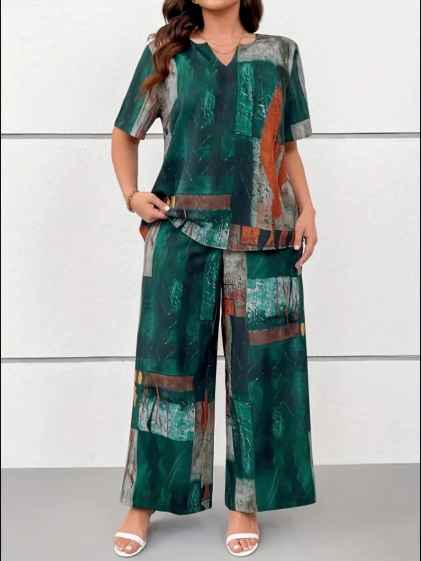 Kinga - Vintage Zestaw z Krótkim Rękawem