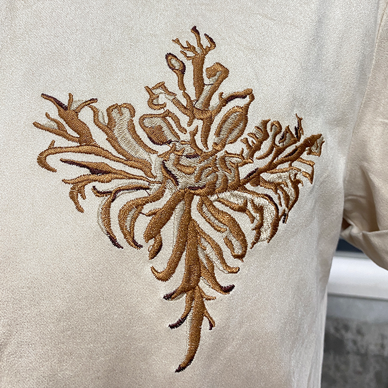 Męska koszula wiosenno-letnia w nowym stylu retro western cowboy z haftem i wąskimi klapami, z krótkim rękawem