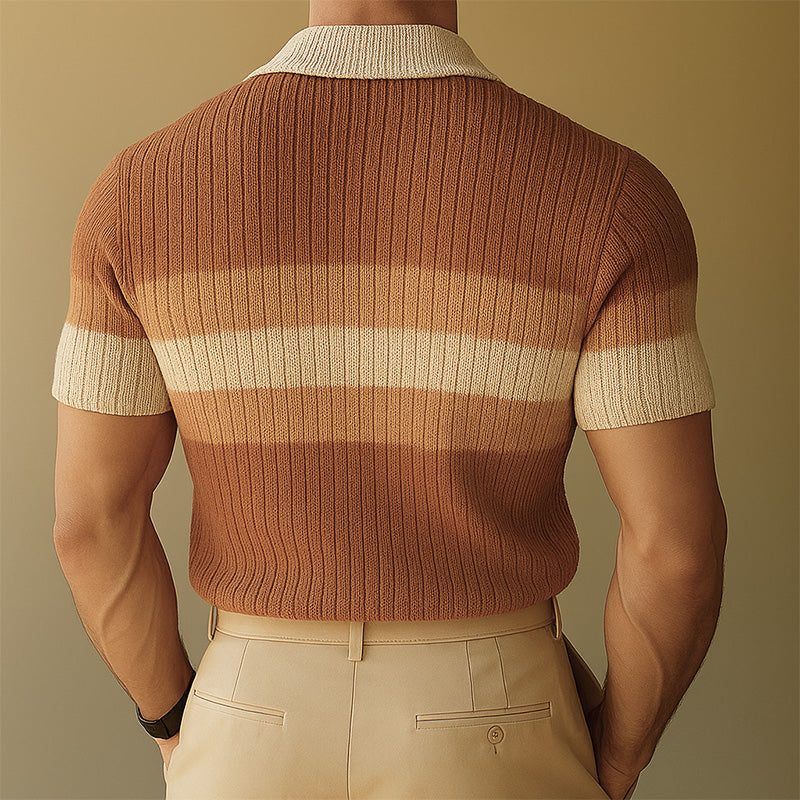 Męska wiosenna prosta, tkana koszula z krótkim rękawem