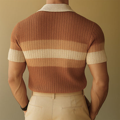 Męska wiosenna prosta, tkana koszula z krótkim rękawem