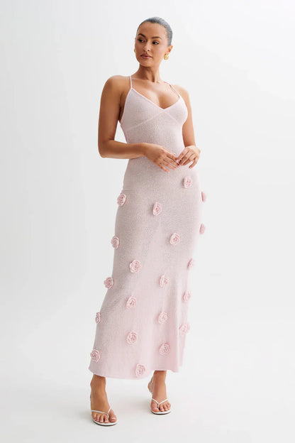 Sukienka maxi Nayla z szydełkowanego materiału w kwiaty