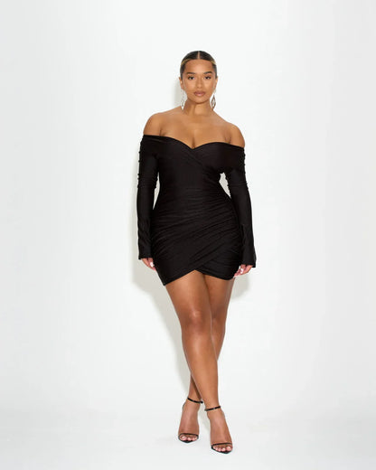 Marszczona sukienka bardot Anne