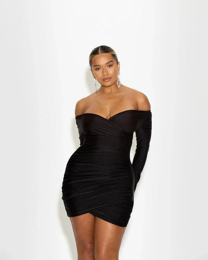 Marszczona sukienka bardot Anne