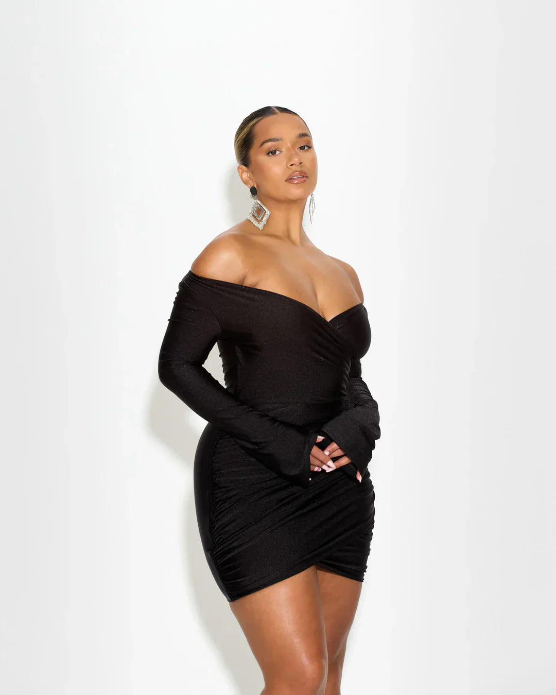 Marszczona sukienka bardot Anne