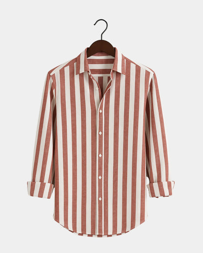 Marek – Lniana Koszula Czerwono-Biała