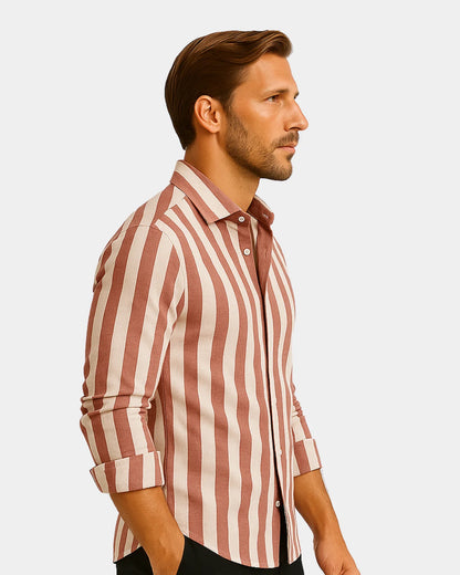 Marek – Lniana Koszula Czerwono-Biała