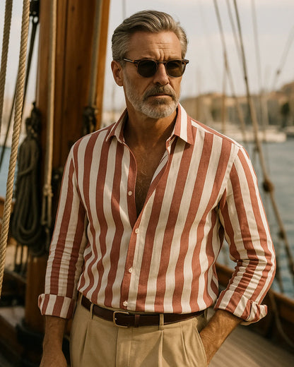 Marek – Lniana Koszula Czerwono-Biała